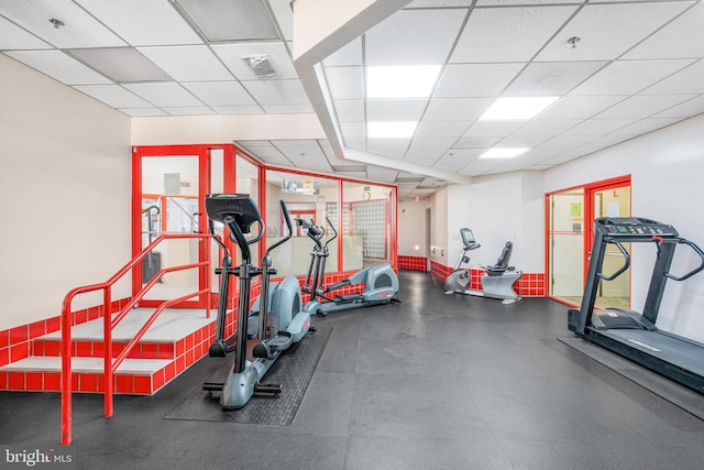 2121 Jamieson Ave Unit 707, Alexandria, VA 22314 - exercise room featuring a paneled ceiling