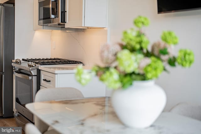 2517 Ontario Rd NW Unit Ph7, Washington, DC 20009 - kitchen featuring stainless steel appliances, light countertops, white cabinetry, and wood finished floors
