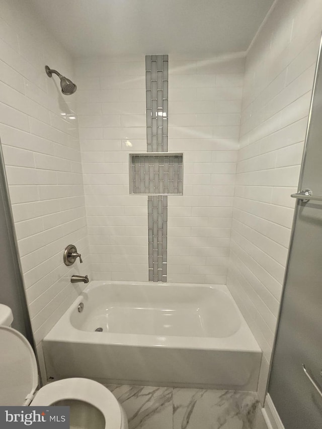 1608 Howard, Baltimore, MD 21221 - full bathroom featuring shower / washtub combination and marble look tiles