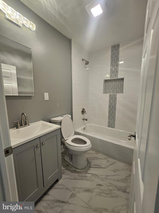1608 Howard, Baltimore, MD 21221 - full bathroom featuring marble finish floors, shower / bath combination, and vanity