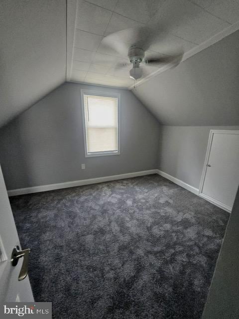 1608 Howard, Baltimore, MD 21221 - bonus room with a ceiling fan, vaulted ceiling, and carpet flooring