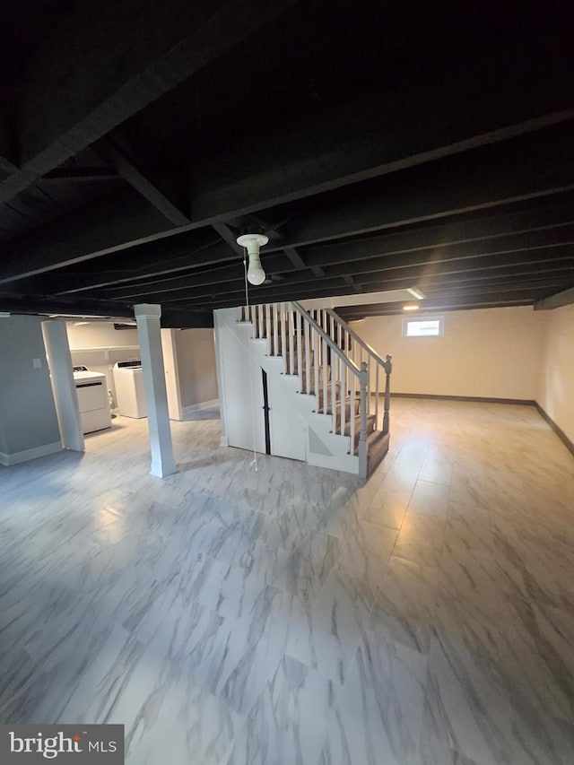 1608 Howard, Baltimore, MD 21221 - below grade area featuring stairs and baseboards