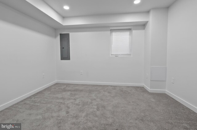 3306 E Lombard St, Baltimore, MD 21224 - basement featuring electric panel, carpet, and recessed lighting