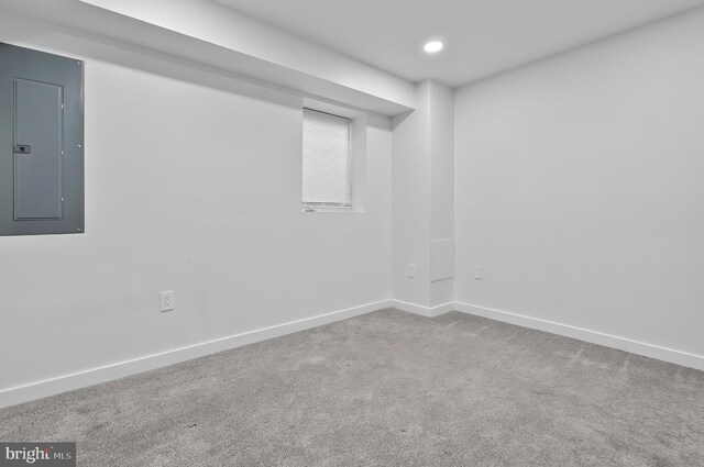 3306 E Lombard St, Baltimore, MD 21224 - empty room featuring electric panel, carpet floors, and recessed lighting