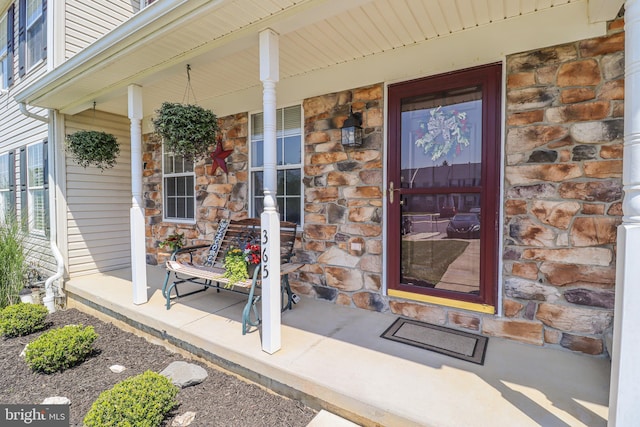 365 Charles Cir, Hellam, PA 17406 - doorway to property featuring a porch and stone siding