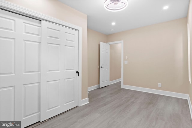 2839 N 9th St, Philadelphia, PA 19133 - unfurnished bedroom featuring light wood finished floors, a closet, and recessed lighting