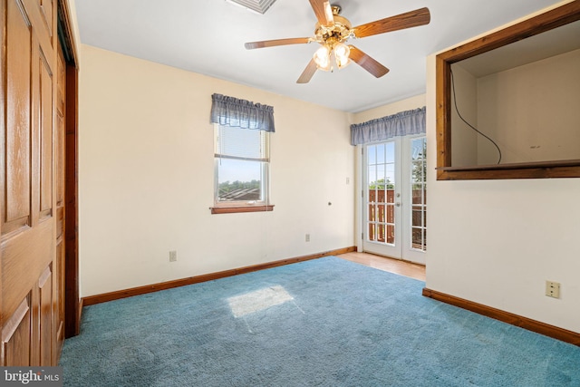 942 Paul St, Gloucester City, NJ 08030 - carpeted empty room featuring ceiling fan and french doors