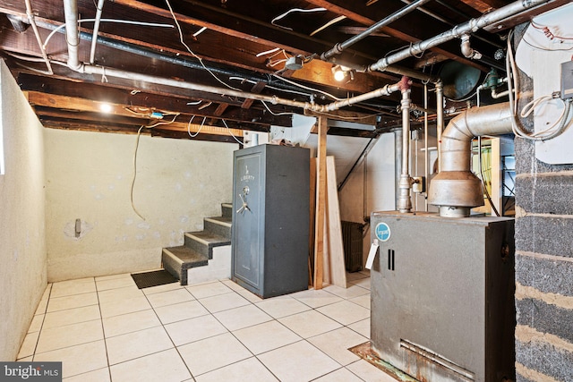 942 Paul St, Gloucester City, NJ 08030 - unfinished basement with stairs and tile patterned flooring