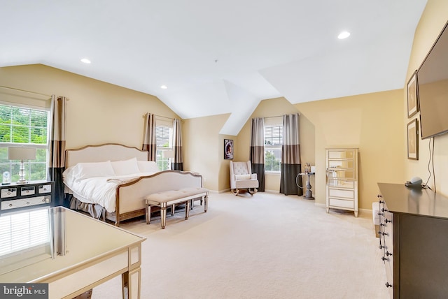 3017 Bainbridge Dr, Lansdale, PA 19446 - bedroom with lofted ceiling, multiple windows, light carpet, and recessed lighting