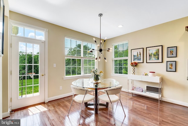 3017 Bainbridge Dr, Lansdale, PA 19446 - dining area featuring a chandelier, hardwood / wood-style flooring, and recessed lighting