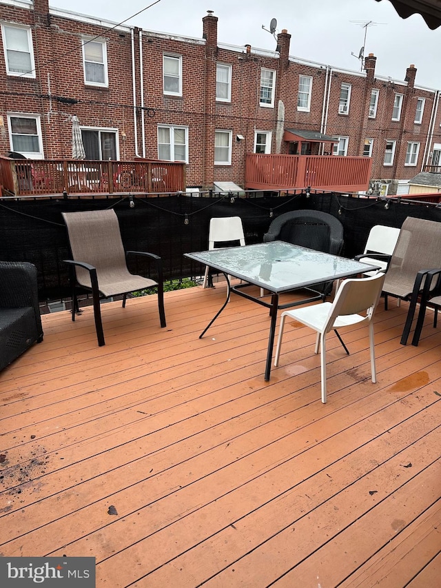 3432 Hartel Ave, Philadelphia, PA 19136 - wooden terrace with outdoor dining area