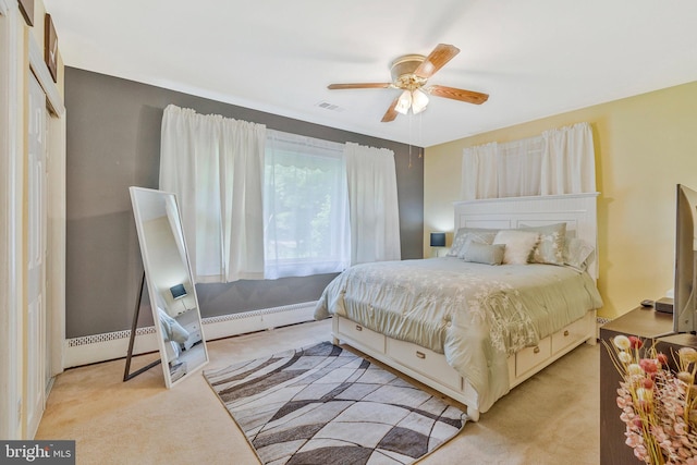 29 Cedar Dr, Sterling, VA 20164 - bedroom featuring carpet flooring, a baseboard radiator, and ceiling fan