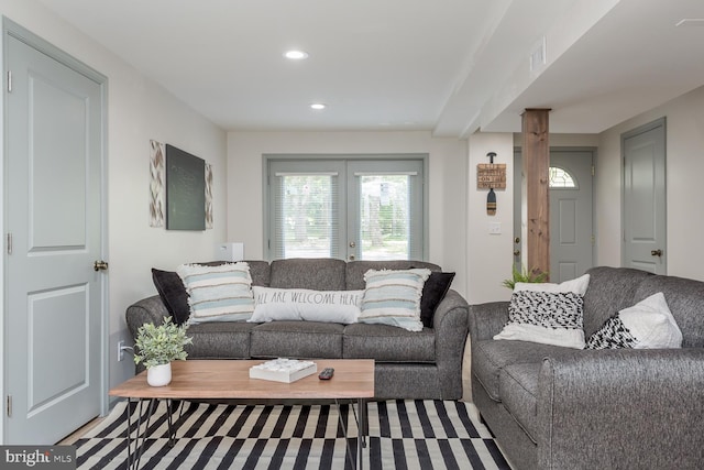 1945 Shenandoah Springs Ln, Elkton, VA 22827 - living room with recessed lighting and french doors