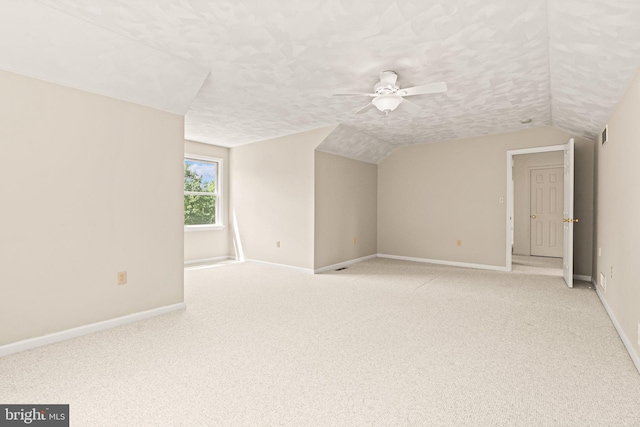 421 Old Stage Rd, Lewisberry, PA 17339 - unfurnished room with light carpet, lofted ceiling, ceiling fan, and a textured ceiling