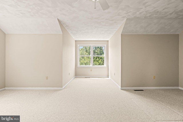 421 Old Stage Rd, Lewisberry, PA 17339 - bonus room featuring carpet floors, ceiling fan, lofted ceiling, and a textured ceiling