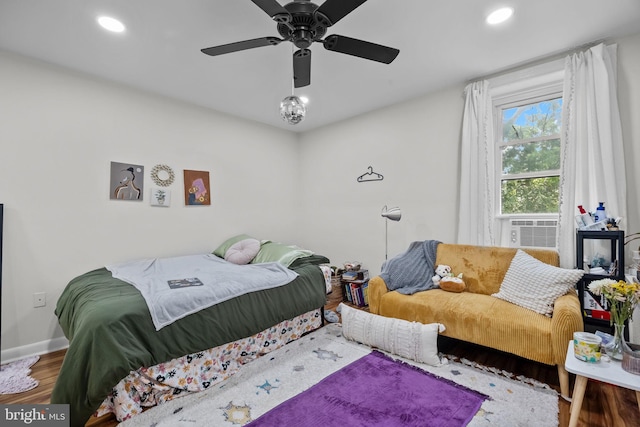 400 E Vernon Rd, Philadelphia, PA 19119 - bedroom featuring wood finished floors, recessed lighting, a ceiling fan, and cooling unit