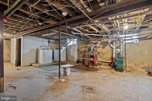 400 E Vernon Rd, Philadelphia, PA 19119 - basement featuring washing machine and clothes dryer and a heating unit