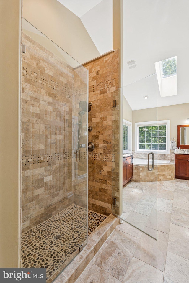 1340 Mountain View Rd, Stafford, VA 22554 - full bath with a skylight, vanity, and a shower stall