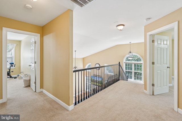 1340 Mountain View Rd, Stafford, VA 22554 - hall with carpet flooring, an upstairs landing, and lofted ceiling