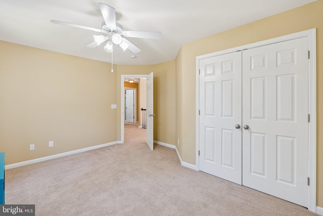 1340 Mountain View Rd, Stafford, VA 22554 - unfurnished bedroom featuring light colored carpet, a closet, and a ceiling fan