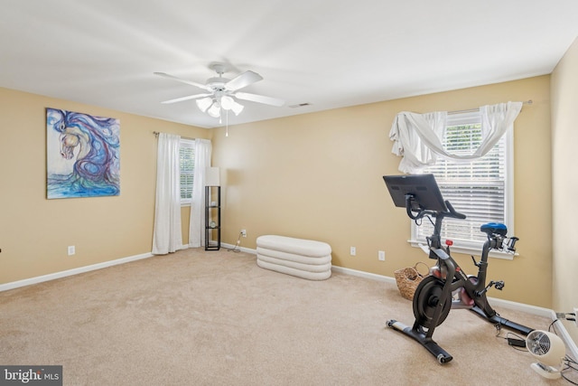 1340 Mountain View Rd, Stafford, VA 22554 - workout area featuring carpet floors and a ceiling fan