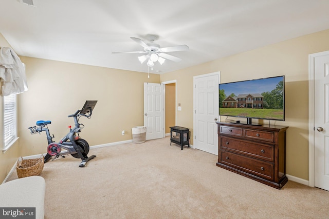 1340 Mountain View Rd, Stafford, VA 22554 - exercise area featuring carpet and a ceiling fan