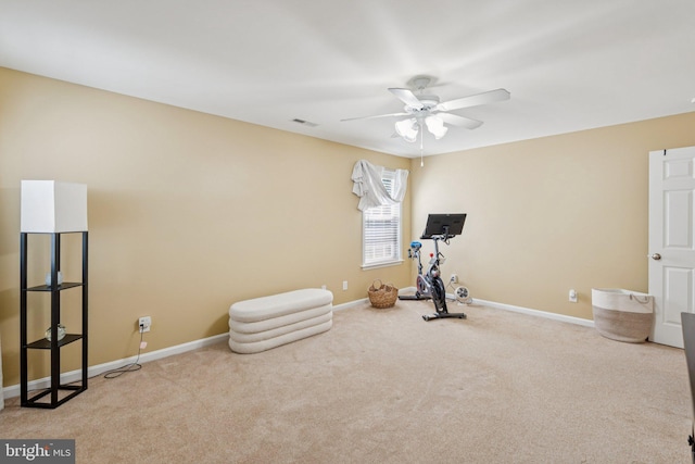 1340 Mountain View Rd, Stafford, VA 22554 - workout room with a ceiling fan and carpet