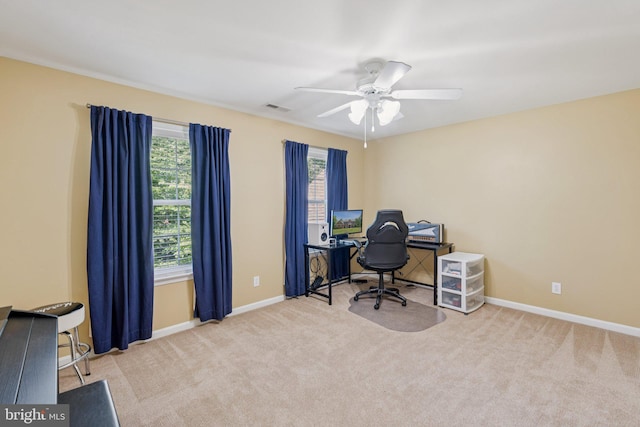 1340 Mountain View Rd, Stafford, VA 22554 - carpeted home office with a ceiling fan and baseboards