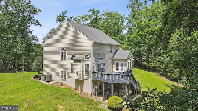 1340 Mountain View Rd, Stafford, VA 22554 - back of property featuring a deck, a yard, and french doors