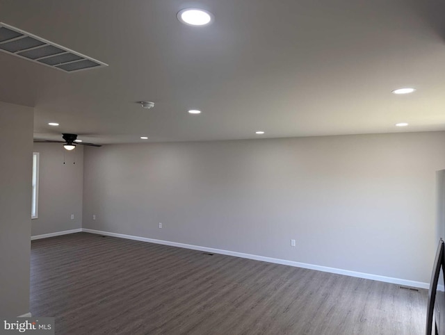 105 Fairfax Ln Unit 84, Dover, DE 19901 - spare room with dark wood-type flooring, recessed lighting, ceiling fan, and a smoke detector