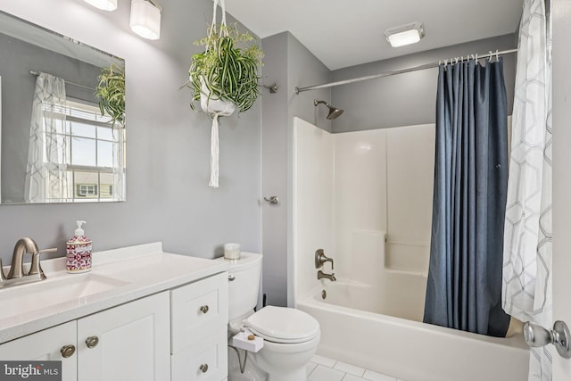 2640 E Colonial Dr, Upper Chichester, PA 19061 - full bathroom with vanity, shower / bath combo, and tile patterned floors