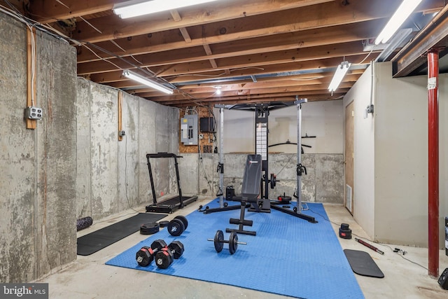 2640 E Colonial Dr, Upper Chichester, PA 19061 - workout room featuring electric panel
