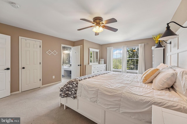 814 Amber Ln, West Chester, PA 19382 - bedroom with carpet, connected bathroom, and ceiling fan