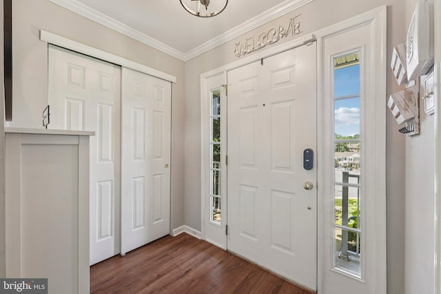 814 Amber Ln, West Chester, PA 19382 - foyer featuring dark wood-style floors and ornamental molding