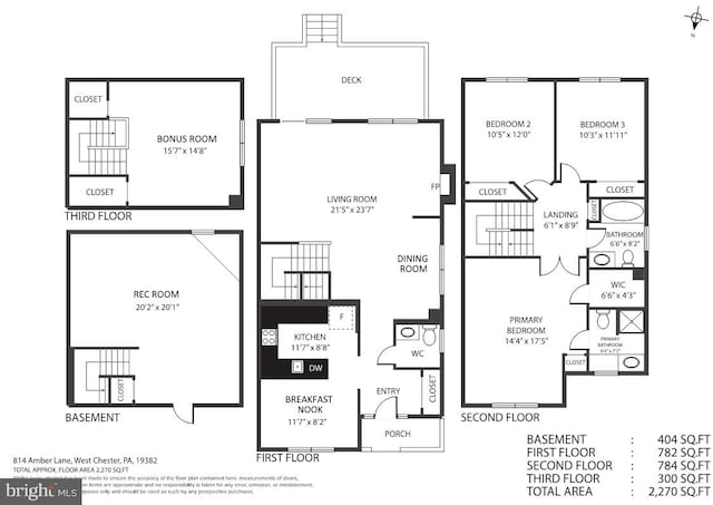 814 Amber Ln, West Chester, PA 19382 - view of floor plan / room layout