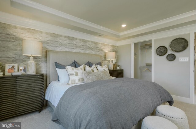 7565 Dundee Rd, Baltimore, MD 21244 - carpeted bedroom with crown molding, a walk in closet, recessed lighting, and a closet