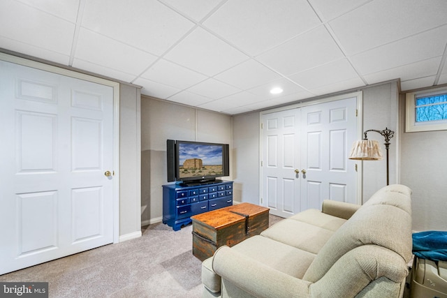 558 Skippack Pike, Blue Bell, PA 19422 - carpeted living room featuring a paneled ceiling and baseboards