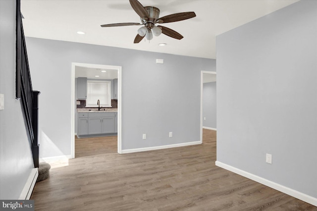 829-831 W Pine St, Coal Township, PA 17866 - empty room featuring ceiling fan, light wood-type flooring, and recessed lighting