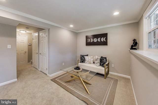 9009 Marie Ct, Lorton, VA 22079 - living area featuring carpet, recessed lighting, and ornamental molding