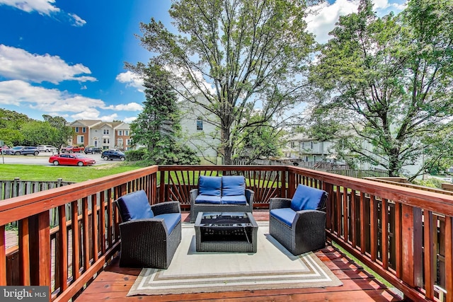 9009 Marie Ct, Lorton, VA 22079 - wooden terrace with an outdoor living space with a fire pit and a residential view