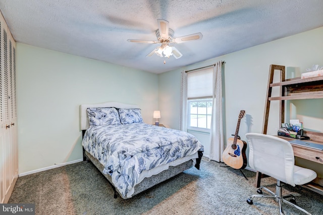169 Independence Dr, Morrisville, PA 19067 - carpeted bedroom featuring a desk, a textured ceiling, and a ceiling fan