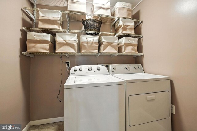 7491 Slagle Ln, Manassas, VA 20111 - laundry room featuring separate washer and dryer and light tile patterned floors