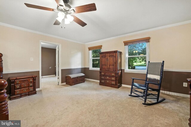 7491 Slagle Ln, Manassas, VA 20111 - sitting room featuring ornamental molding, ceiling fan, and carpet floors