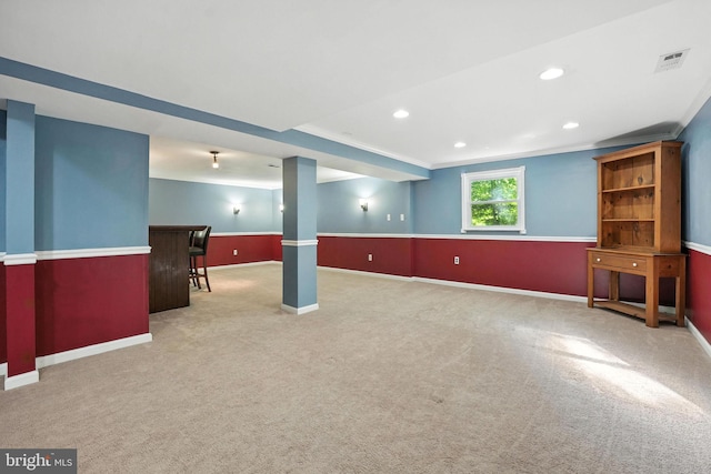 7491 Slagle Ln, Manassas, VA 20111 - below grade area featuring carpet flooring, a bar, and recessed lighting