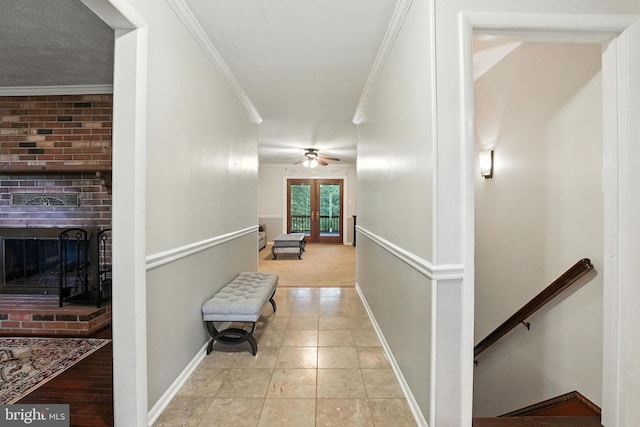7491 Slagle Ln, Manassas, VA 20111 - hallway featuring ornamental molding and an upstairs landing