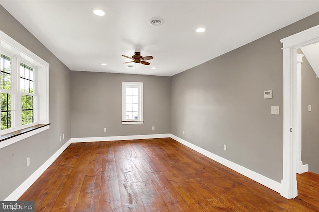 127 Spruce St, Middletown, PA 17057 - spare room featuring ceiling fan, dark wood-type flooring, and recessed lighting