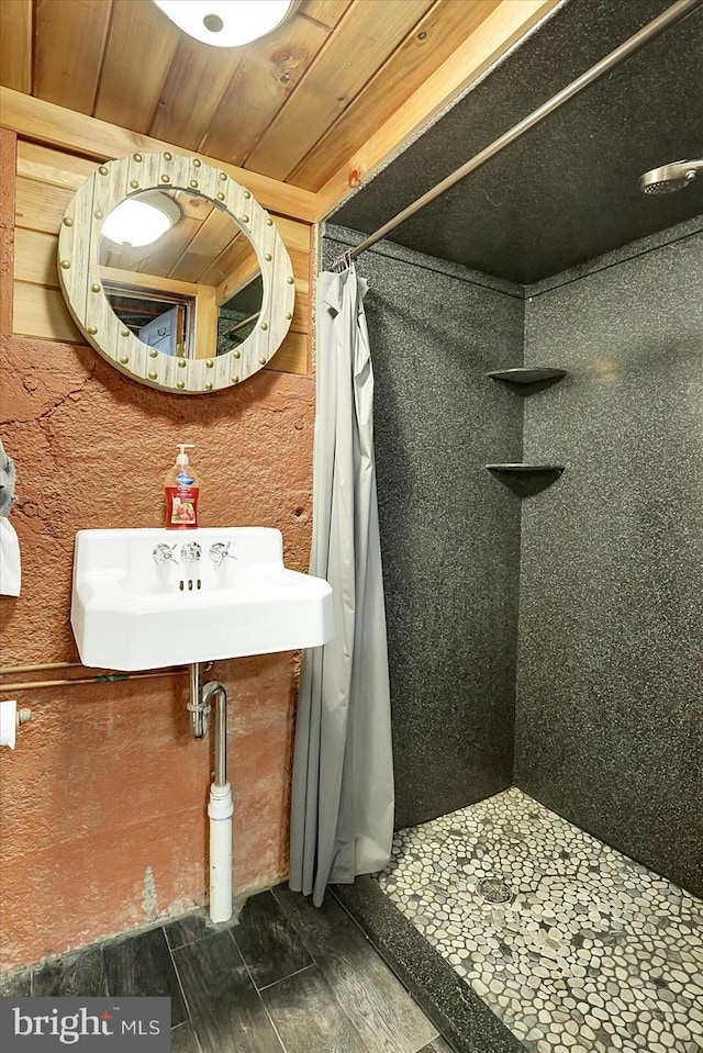 127 Spruce St, Middletown, PA 17057 - bathroom with a stall shower and wood finished floors