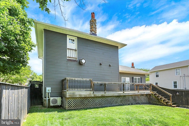 127 Spruce St, Middletown, PA 17057 - rear view of property featuring a wooden deck, a chimney, and stairs