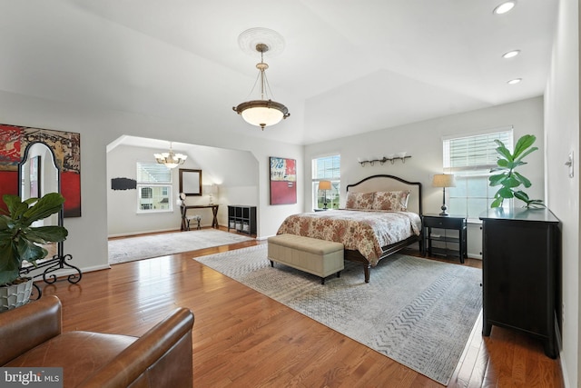 28 White Birch Blvd, Bear, DE 19701 - bedroom with a chandelier, wood finished floors, and recessed lighting