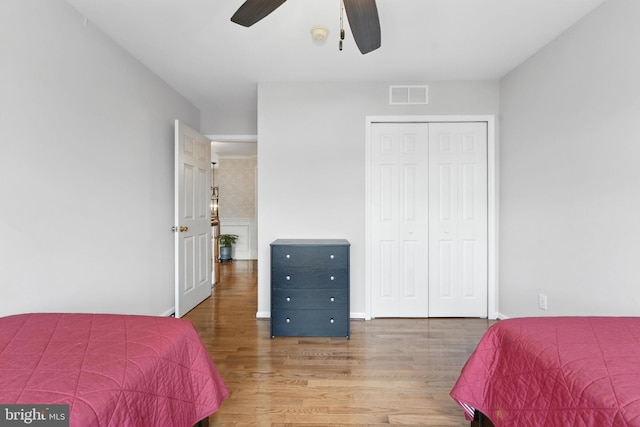 28 White Birch Blvd, Bear, DE 19701 - bedroom with wood finished floors, a closet, and ceiling fan